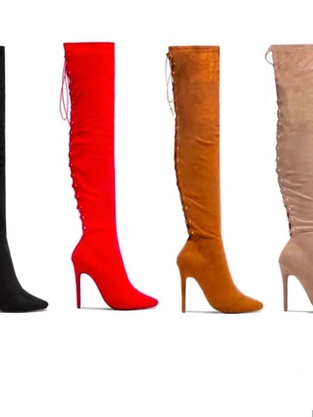 Forever 21 Women's Over-the-Knee Lace-Up Boots - Tan